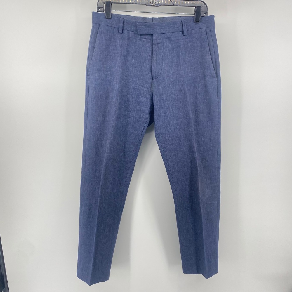 REISS Geronimo T Dress Pants Mens 30 Blue Cotton Slim Fit‎ Trousers